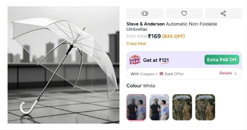 Steve & Anderson Automatic Non Foldable Umbrellas at ₹169