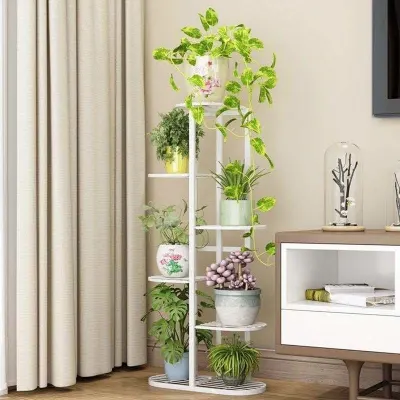 Bee Creative Trendy Luxury Metal 6 Tier 7 Potted Plant Stand Multiple Flower Pot Holder Shelves at ₹899