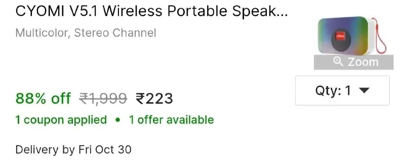 CYOMI V5.1 Wireless Portable Speaker at ₹223