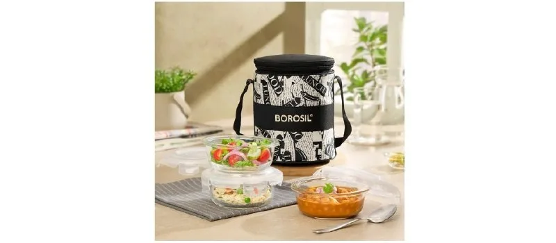 Borosil Nostalgia Borosilicate Glass Lunchbox with Bag (320ml) at ₹651