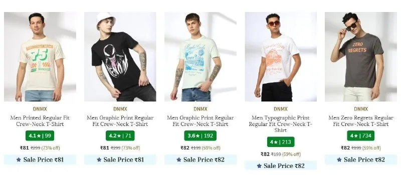 DNMX Men's T-Shirts from ₹81