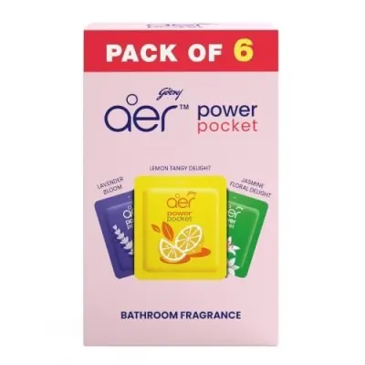 Godrej aer Power Pocket | Bathroom freshener – Assorted Pack of 6 | Lasts up to 30 days | Toilet freshener, 60g at ₹249