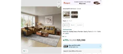 Interio by Godrej Cresco Premium Quality Fabric 3 + 1 + 1 Sofa ,user specific at ₹25,455