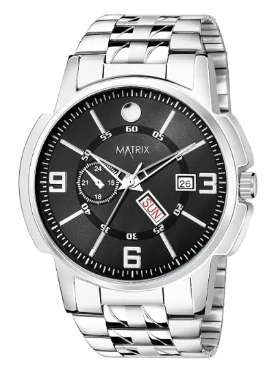Matrix Black, Blue, White Dial, Day & Date Functioning, Stainless Steel Strap Analog Watch for Men & Women at ₹196