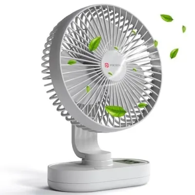 Portronics Airloop Portable & Rechargeable Desk Fan with Automatic 92° Oscillation, 6.1 Inch Blade, BLDC Motor, 90° Tilt, 3 Speeds, 4000mAh  at ₹1,066