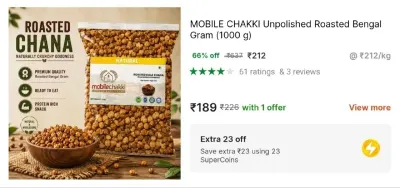 Roasted Chana, 1kg at ₹212