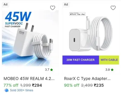 Cable and charger from ₹235