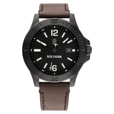 Tommy Hilfiger Black Dial Brown Colour Leather Strap Analog Watch for Men-TH1710530 at ₹3,422
