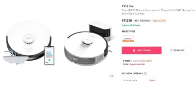 TP-Link Tapo RV30 Robot Vacuum and Mop with LiDAR Navigation and Voice Control at ₹11,219
