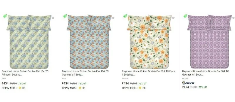 Flat 75% Off On Raymond Bedsheets at ₹349