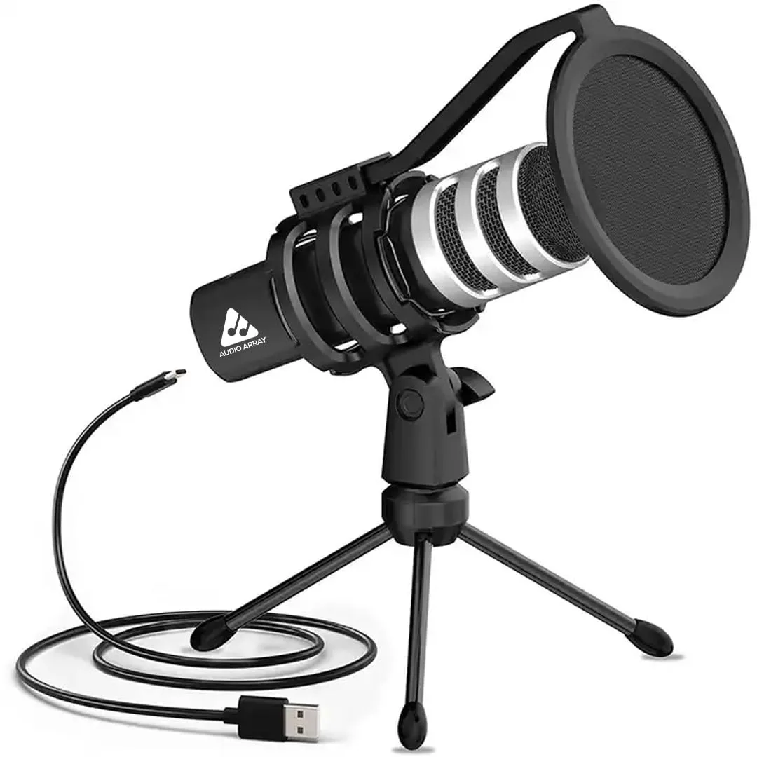Audio Array AM-C4 USB Plug & Play Condenser Microphone with Tripod, Pop-Filter & Shock Mount at ₹1,715