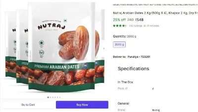 Nutraj Arabian Dates 2 Kg at ₹548