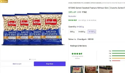 Salted Roasted Peanuts (4 x 200 g) at ₹162