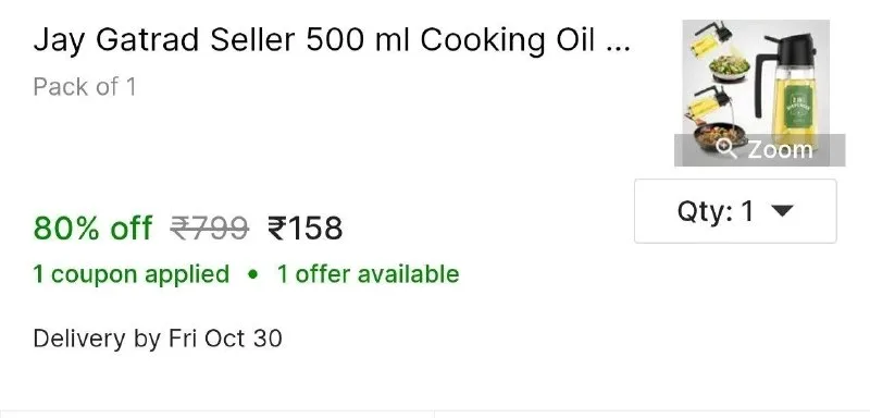 Jay Gatrad Seller 500 ml Cooking Oil Dispenser at ₹158