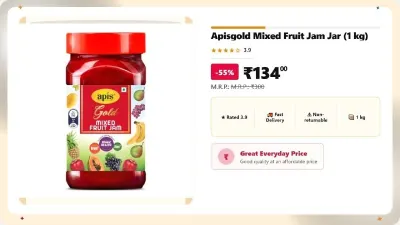 Apis Gold Mixed Fruit Jam Jar (1 kg) at ₹134