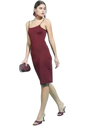 Tokyo Talkies Womens Shoulder Straps Bodycon Short Dress | Chic & Stylish | Perfect for Parties, Date Nights & Evening Glam | Dress for Wome at ₹104
