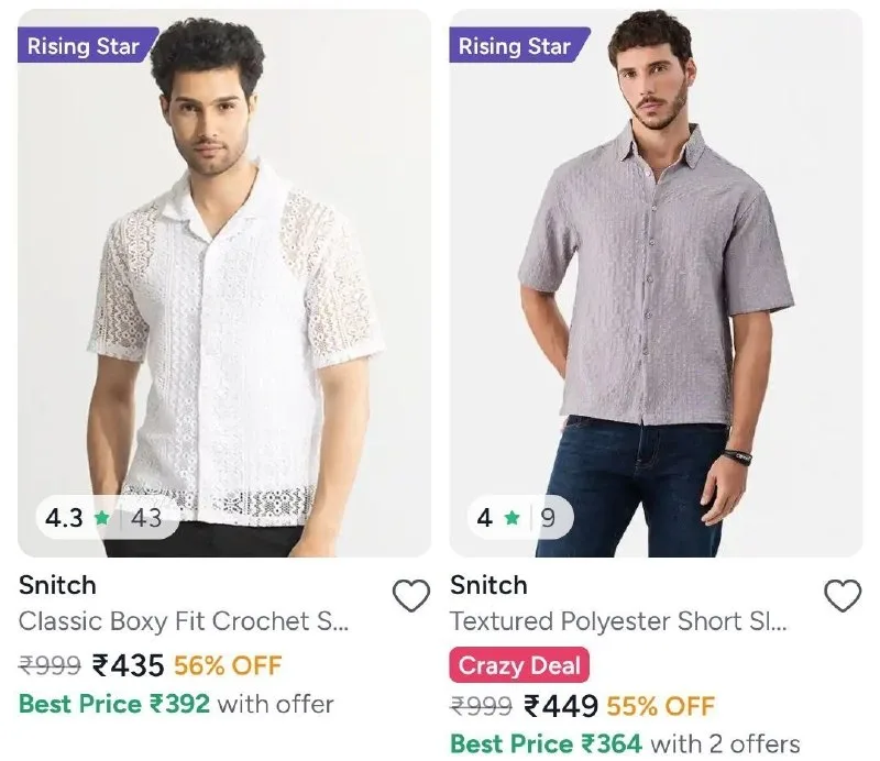 Snitch Men Shirts from ₹435