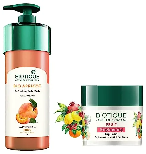 Biotique Bio Apricot Refreshing Body Wash, 800ml & Biotique Bio Fruit Whitening/Brightening Lip Balm, 12g at ₹411
