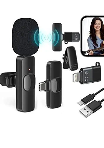 K8 Wireless Microphone, Digital Mini Portable Recording Clip Omnidirectional Microphone (Black) at ₹261