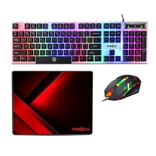 Frontech Neo Ranger 3-in-1 Gaming Combo – RGB LED Backlit 104-Key Keyboard, 1200 DPI Optical Mouse & Anti-Skid Mouse Pad – USB Wired (KB-004 at ₹609