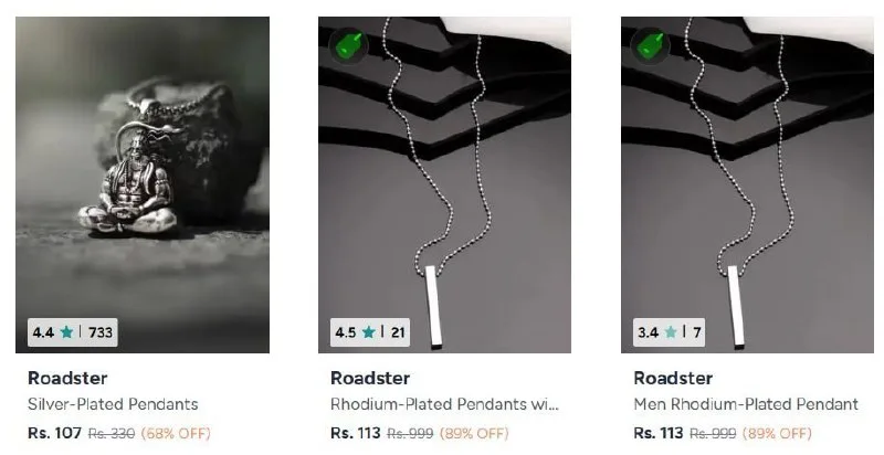 Men's Necklace and Chains Start from, Men Roadster & Provogue Belt start from and 2 more