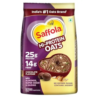Saffola 25g High Protein Oats | 14g Fibre | 1kg | No Refined Sugar | With Almonds, Raisin, Pumpkin and Chia Seeds | Rolled Oats for Weight m at ₹270