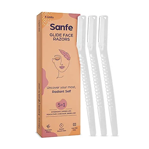 Sanfe Glide Reusable Face & Eyebrow Razor For Women | For Safe & Painfree Facial Hair Removal - Pack of 1 (3pcs) | Razor for Face, Eyebrows, at ₹119