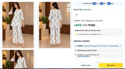 HARMIK Tunic Palazzos Co-ords Set at ₹188