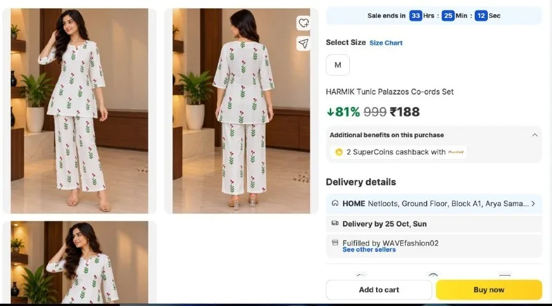 HARMIK Tunic Palazzos Co-ords Set at ₹188