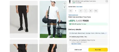 PUMA Solid Men Black Track Pants at ₹909