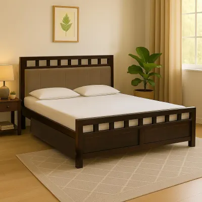Solid Sheesham Wood Queen Size Bed at ₹13,199
