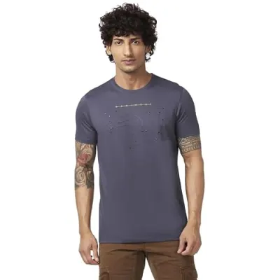 Spykar Men's Slim Fit Round Neck Half Sleeve Printed Casual T-Shirt at ₹400