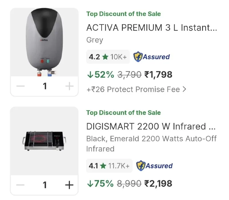 3L Water Geyser at ₹1,798