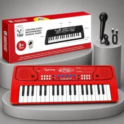Lifelong Wireless Rechargeable Piano Keyboard for Baby & Kids with Mic, Single Speaker, Portable Keyboard Piano, Type C Charging, Long Batte at ₹578