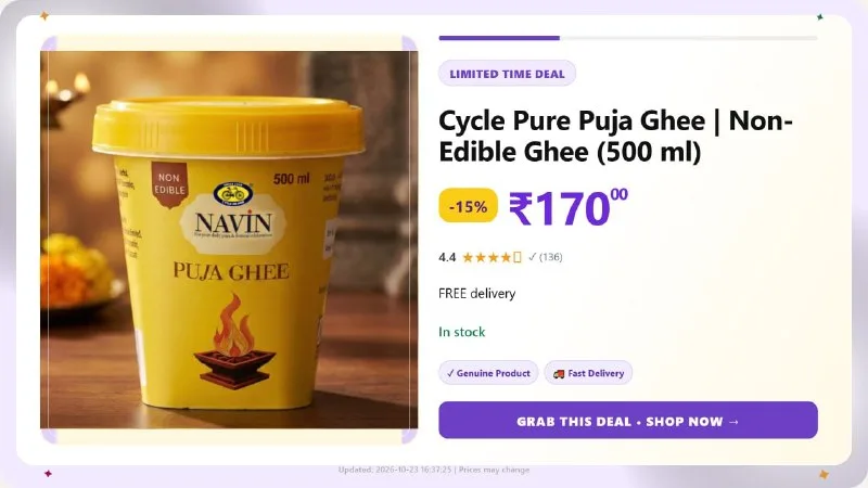 Pure 500ml Puja Ghee at ₹170