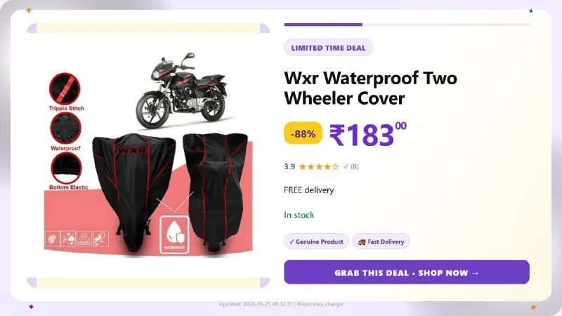 Two Wheeler Cover for Bajaj at ₹183
