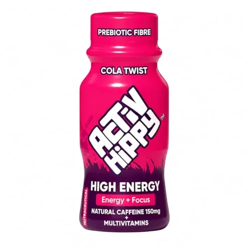 ActivHippy High Energy Drink Shots | With 150 mg Natural Caffeine | No Added Sugar | Cola Twist Flavour| Pack of 6 x 60 ml at ₹290