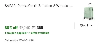 SAFARI Persia Cabin Suitcase 8 Wheels - 21 inch at ₹1,359