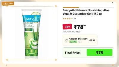 Everyuth Naturals Nourishing Aloe Vera & Cucumber Gel (150 g) at ₹75