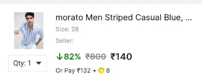morato Men Striped Casual Blue, White Shirt at ₹140