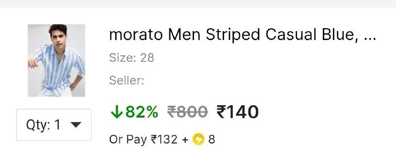 morato Men Striped Casual Blue, White Shirt at ₹140