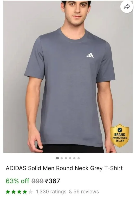 ADIDAS Round Neck T-Shirt at ₹367