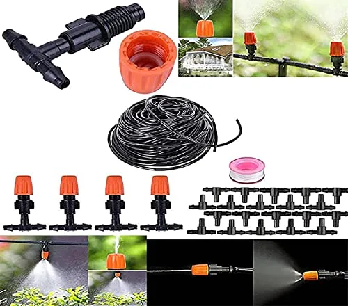 DIY Crafts Drip Irrigation for Greenhouse Cross Water Nozzle Sprinkler Misting Garden Sprinklers 1/4 Hose Water Cooling Weranda Lawn (8 Pcs  at ₹283