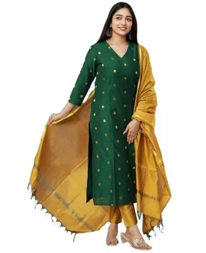 GoSriKi Viscose Printed Kurta for Women | Kurti Set Woman | Kurta with Pant & Dupatta | Straight Ethnic Suit | Indian Outfit Ladies Dress St at ₹565