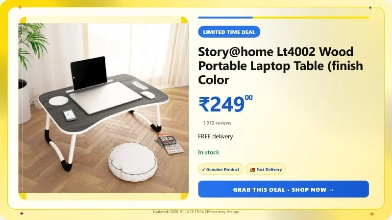 Wood Portable Laptop Table at ₹249