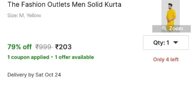 The Fashion Outlets Men Solid Kurta at ₹203