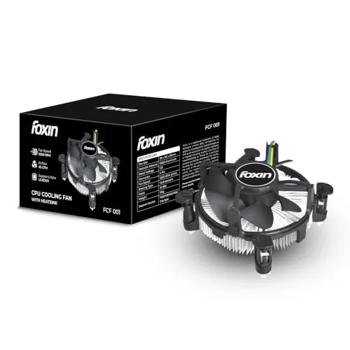 Foxin FCF 001 CPU Cooling Fan | CPU Cooler 90mm | Hydramatic Bearing | 2500 RPM & Airflow 45 CFM | 4-Pin PWM Connector | Compatible with Int at ₹175