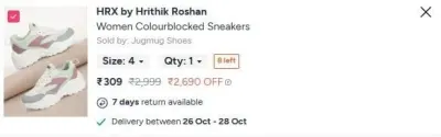 HRX by Hrithik Roshan Women Colourblocked Sneakers at ₹309