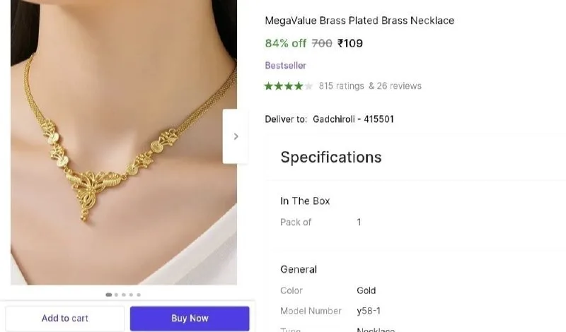 Brass Plated Brass Necklace at ₹109