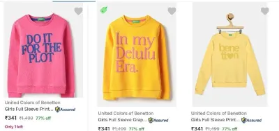 Upto 77% Off - United Colors Of Benetton Kids' Sweatshirts